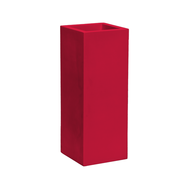 Delray corner fiberglass planter in Gloss Red, 12 × 12 × 32 in, studio render