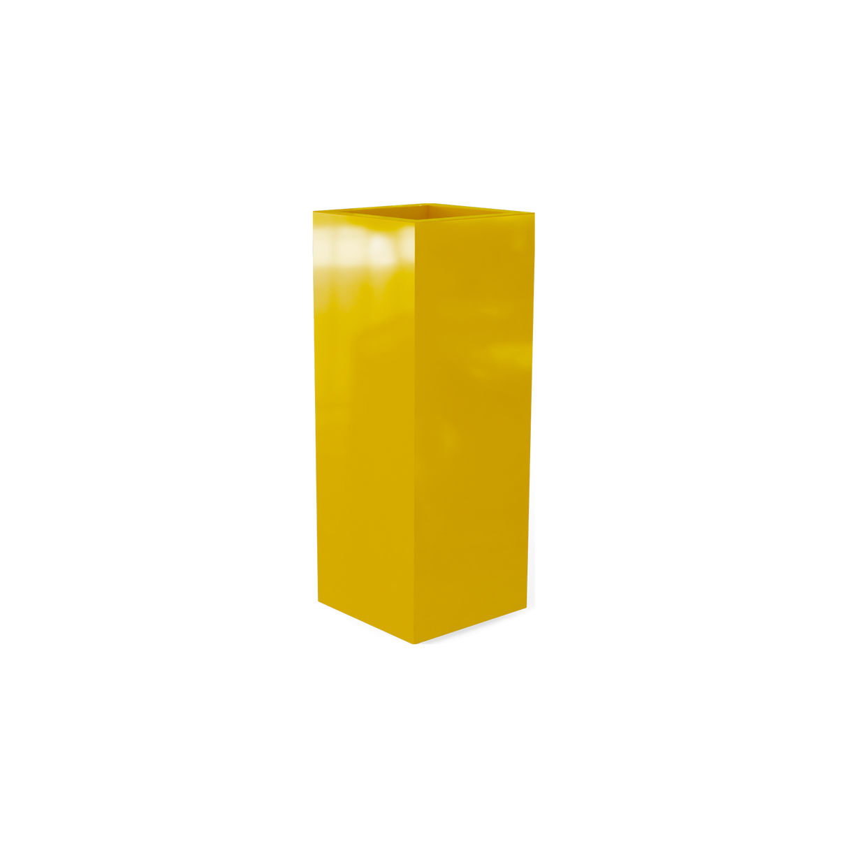 Delray corner fiberglass planter in Gloss Saffron