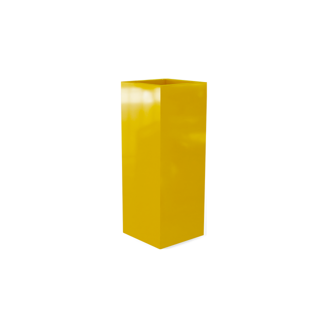 Delray corner fiberglass planter in Gloss Saffron