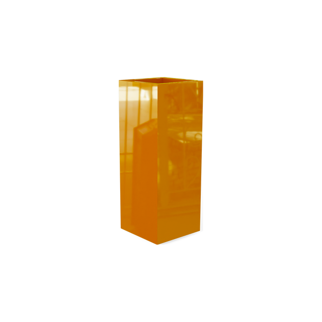 Delray corner fiberglass planter in Gloss Tangerine