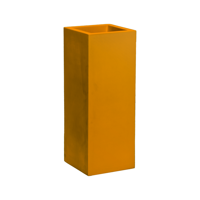 Delray corner fiberglass planter in Gloss Tangerine, 12 × 12 × 32 in, studio render