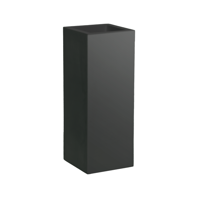 Delray corner fiberglass planter in Matte Black, 12 × 12 × 32 in, studio render