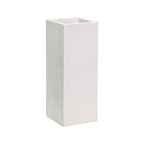 Delray corner fiberglass planter in Matte Bright White, 12 × 12 × 32 in, studio render