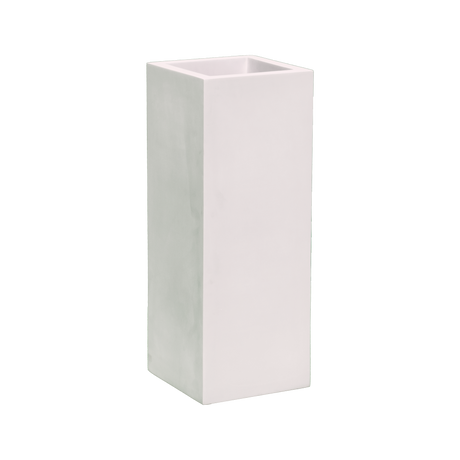 Delray corner fiberglass planter in Matte Bright White, 12 × 12 × 32 in, studio render