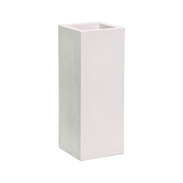 Delray corner fiberglass planter in Matte Bright White, 12 × 12 × 32 in, studio render