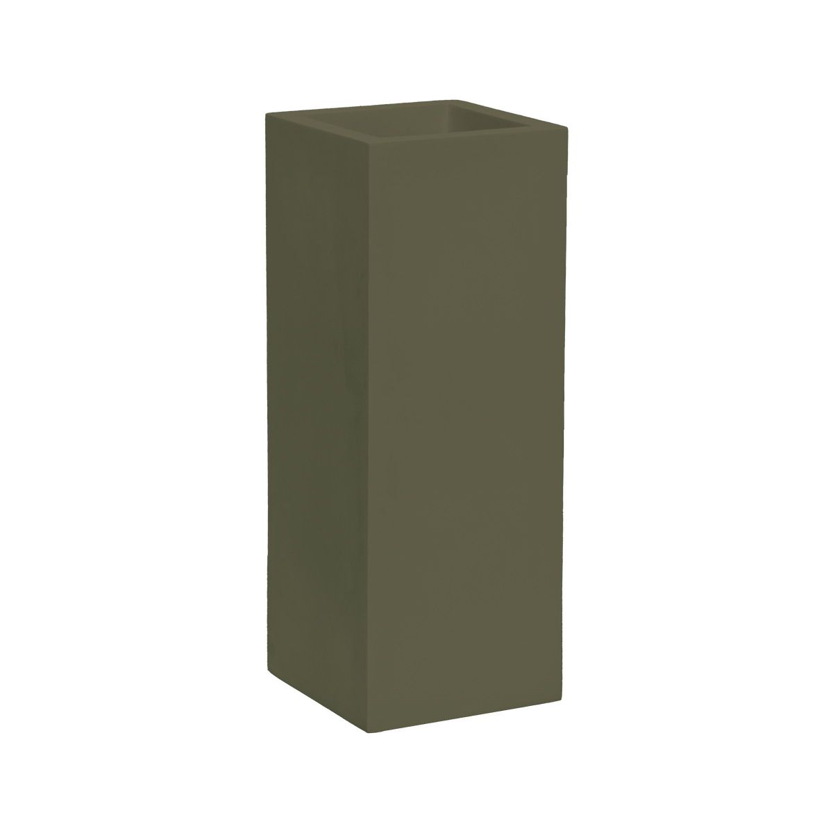 Delray corner fiberglass planter in Matte Bronze, 12 × 12 × 32 in, studio render