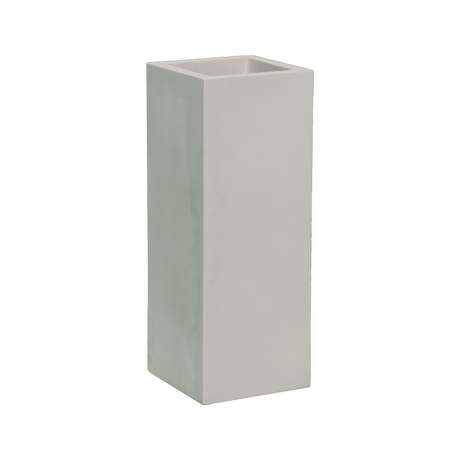 Delray corner fiberglass planter in Matte Cement Grey, 12 × 12 × 32 in, studio render