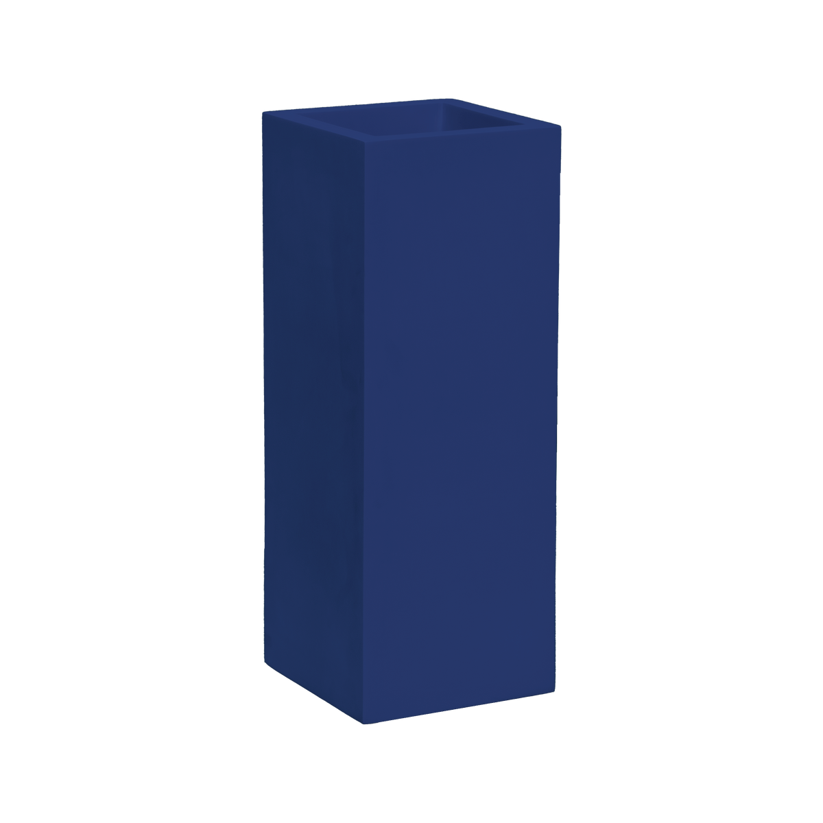 Delray corner fiberglass planter in Matte Cobalt Blue, 12 × 12 × 32 in, studio render