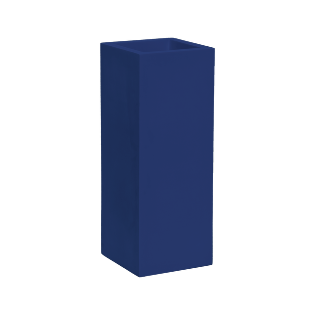 Delray corner fiberglass planter in Matte Cobalt Blue, 12 × 12 × 32 in, studio render