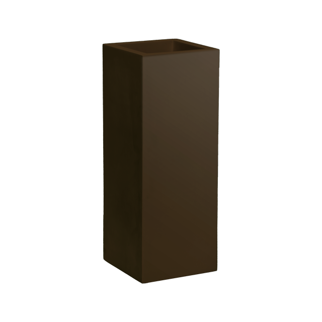 Delray corner fiberglass planter in Matte Dark Brown, 12 × 12 × 32 in, studio render