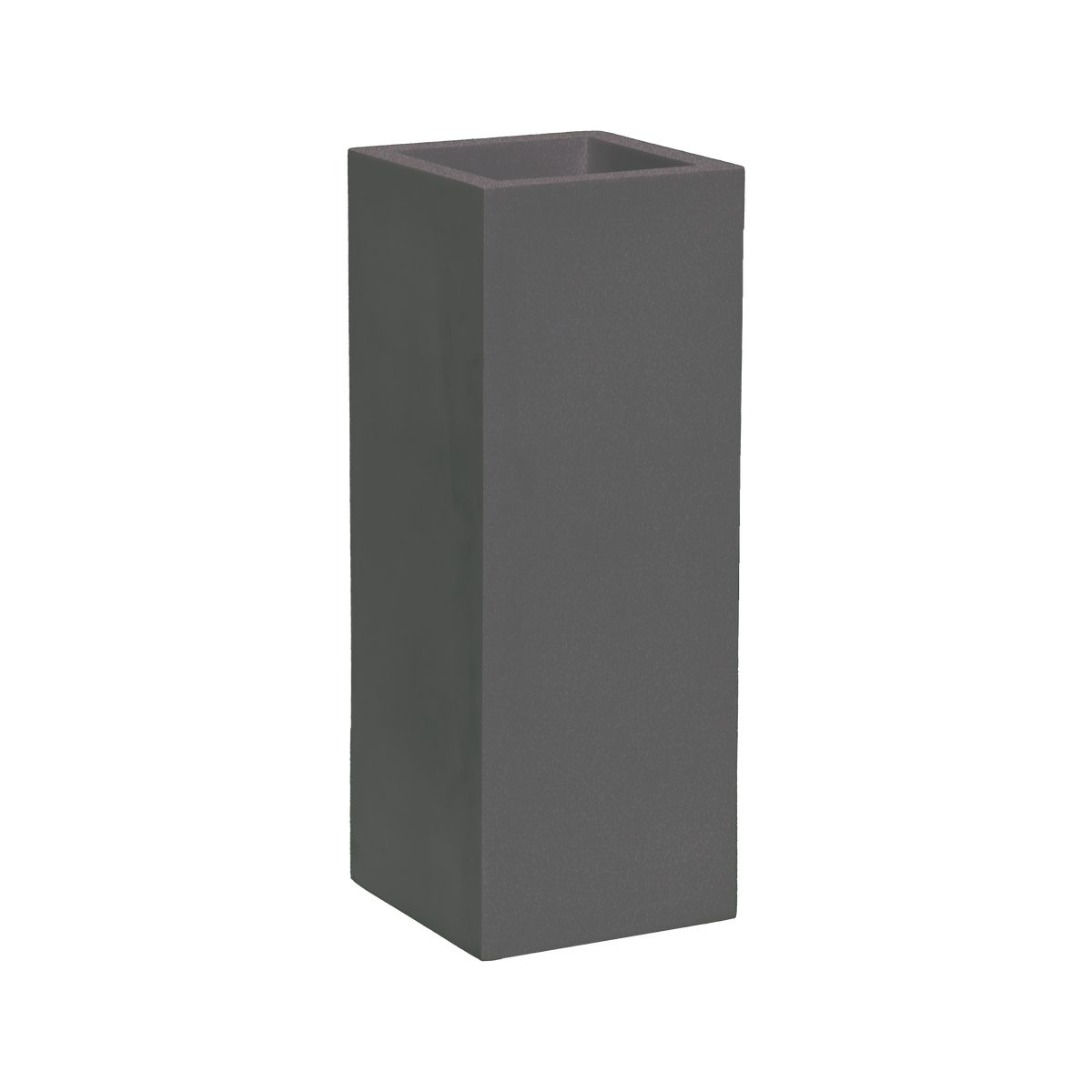 Delray corner fiberglass planter in Matte Gunmetal, 12 × 12 × 32 in, studio render
