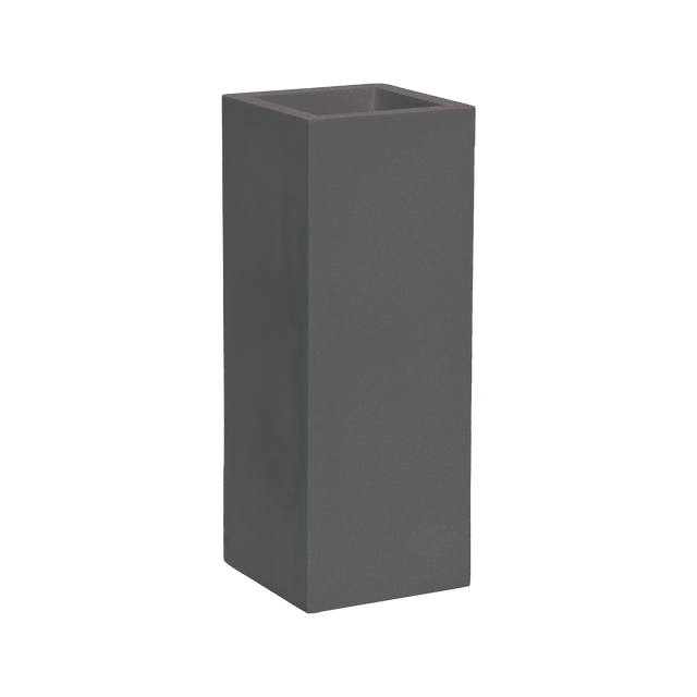 Delray corner fiberglass planter in Matte Gunmetal, 12 × 12 × 32 in, studio render