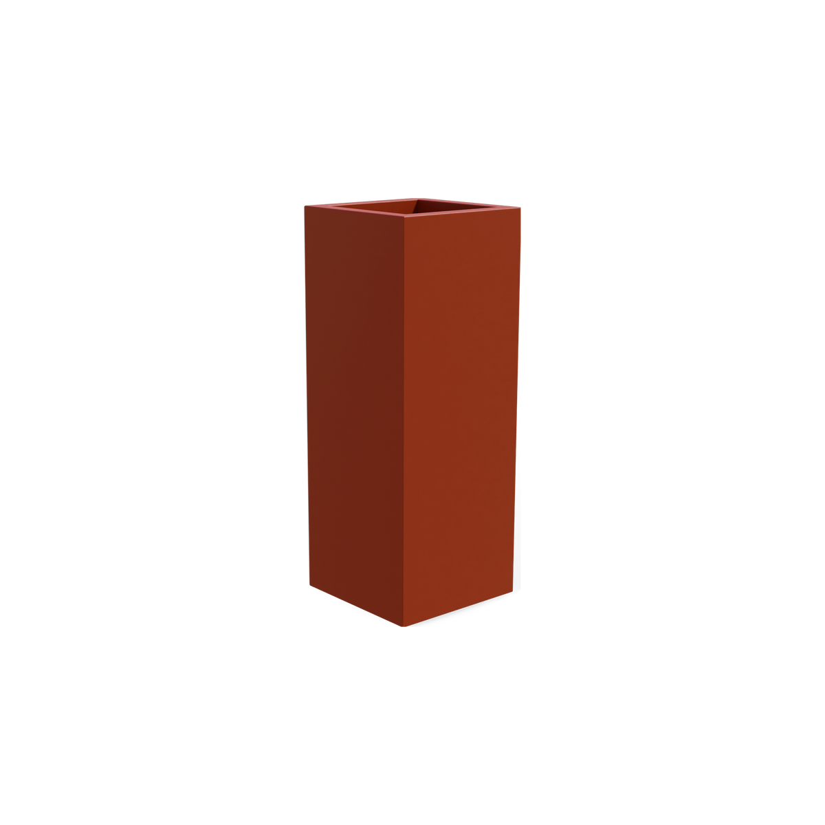 Delray corner fiberglass planter in Matte Terra Cotta