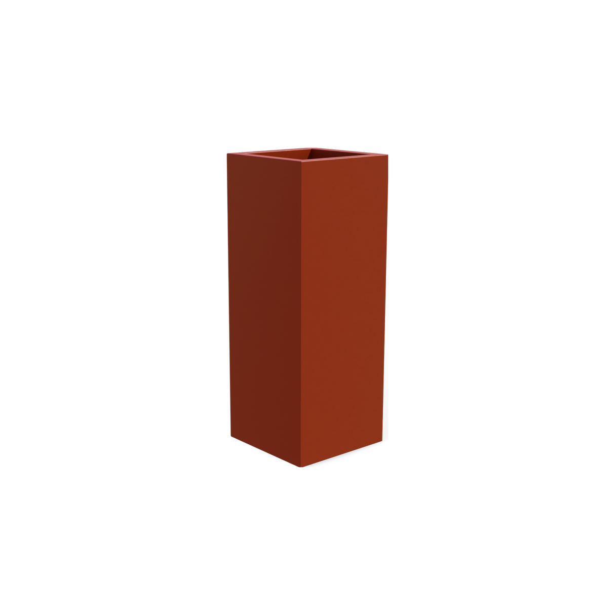 Delray corner fiberglass planter in Matte Terra Cotta