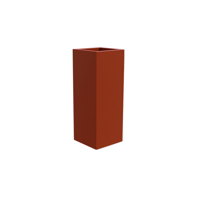 Delray corner fiberglass planter in Matte Terra Cotta