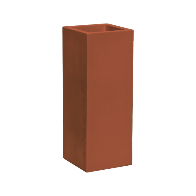 Delray corner fiberglass planter in Matte Terra Cotta, 12 × 12 × 32 in, studio render