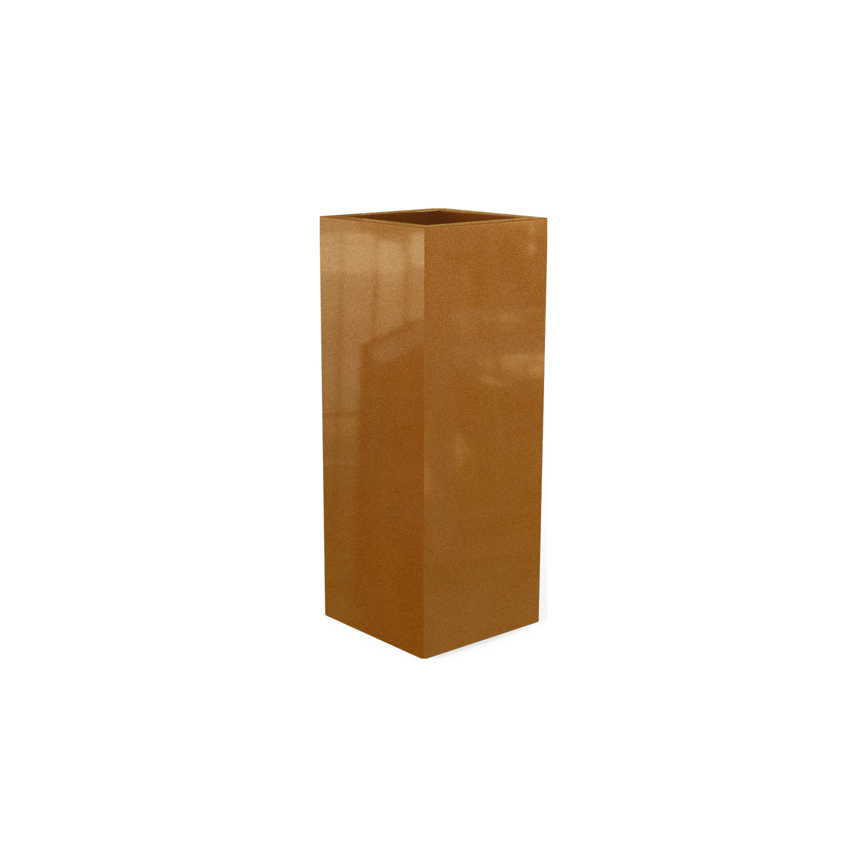 Delray corner fiberglass planter in Metallic Bronze