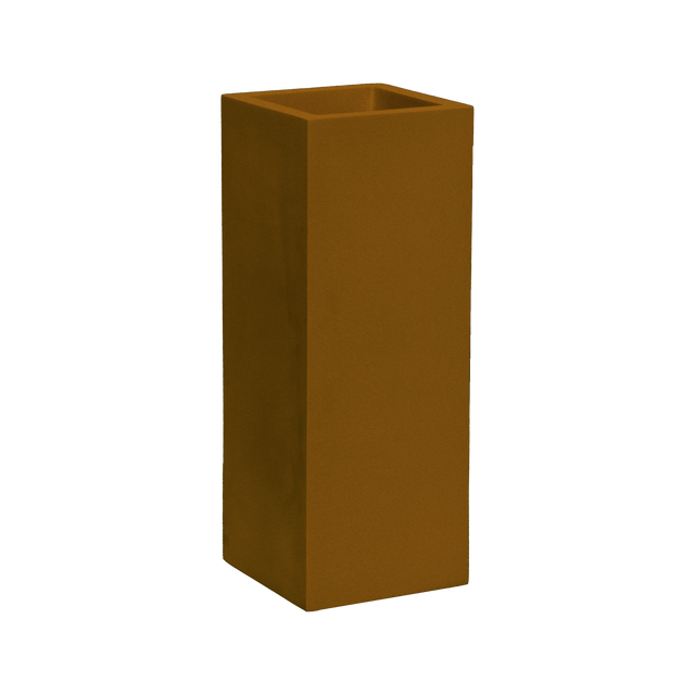 Delray corner fiberglass planter in Metallic Bronze, 12 × 12 × 32 in, studio render