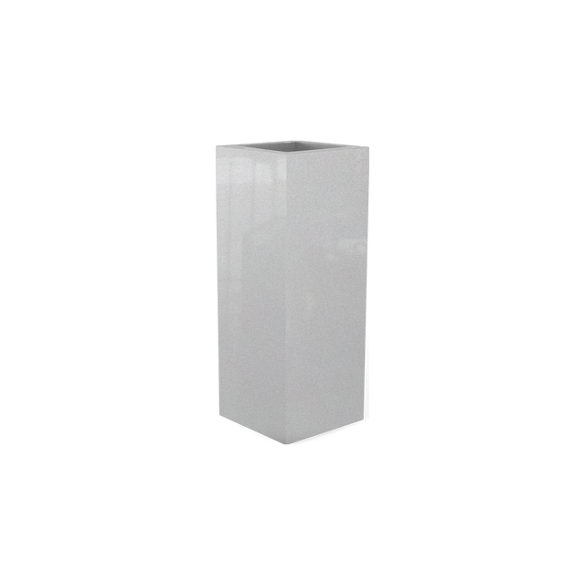 Delray corner fiberglass planter in Metallic Silver