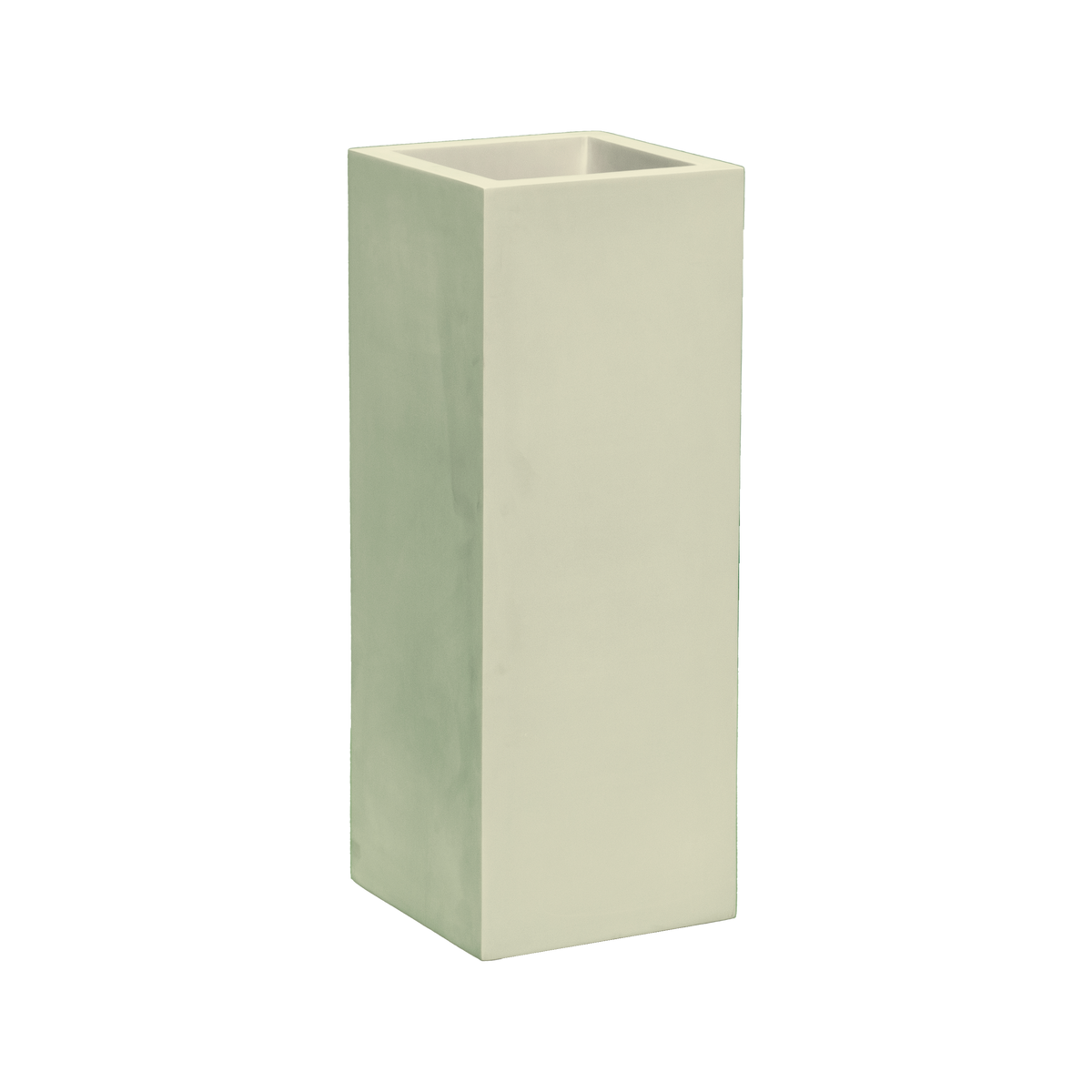 Delray corner fiberglass planter in Satin Beige, 12 × 12 × 32 in, studio render