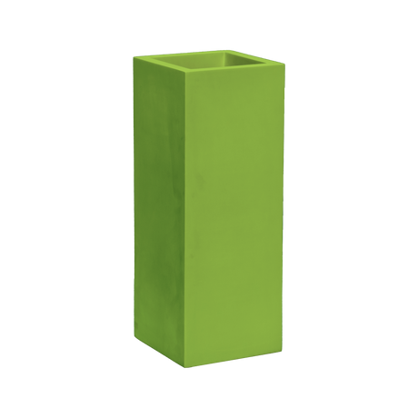 Delray corner fiberglass planter in Satin Green, 12 × 12 × 32 in, studio render