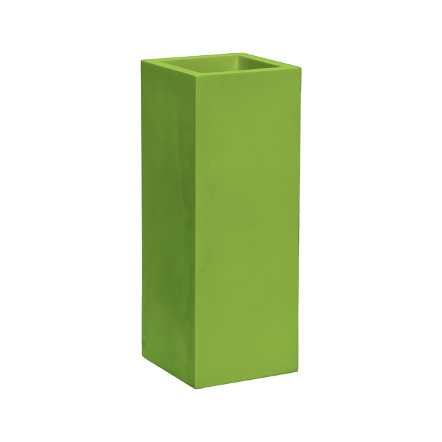 Delray corner fiberglass planter in Satin Green, 12 × 12 × 32 in, studio render