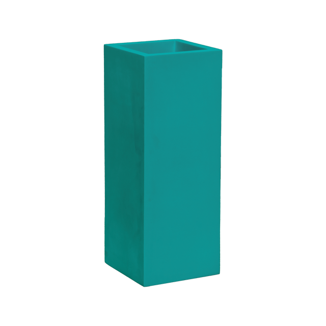 Delray corner fiberglass planter in Satin Seafoam Green, 12 × 12 × 32 in, studio render