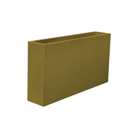 Delray rectangular fiberglass planter in Gloss Metallic Gold, 48 × 12 × 32 in, studio render