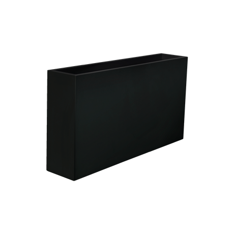 Delray rectangular fiberglass planter in Matte Black, 48 × 12 × 32 in, studio render