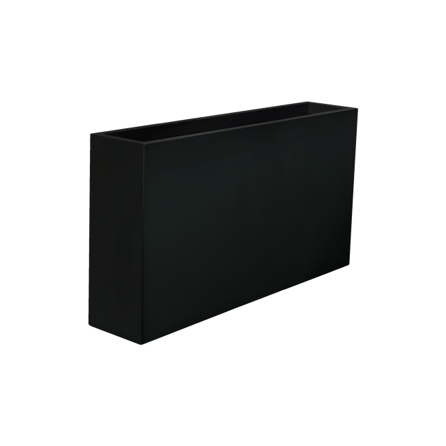 Delray rectangular fiberglass planter in Matte Black, 48 × 12 × 32 in, studio render