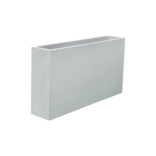 Delray rectangular fiberglass planter in Matte Bright White, 48 × 12 × 32 in, studio render