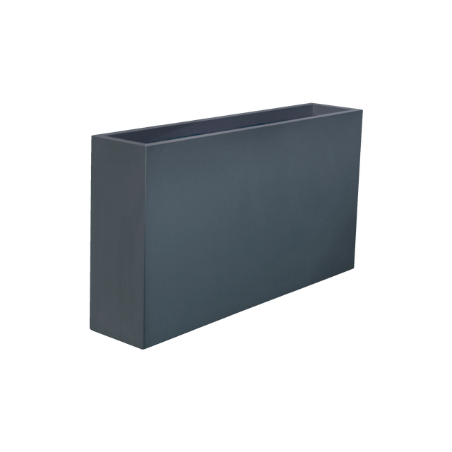Delray rectangular fiberglass planter in Matte Charcoal, 48 × 12 × 32 in, studio render