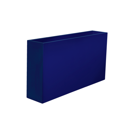 Delray rectangular fiberglass planter in Matte Cobalt Blue, 48 × 12 × 32 in, studio render