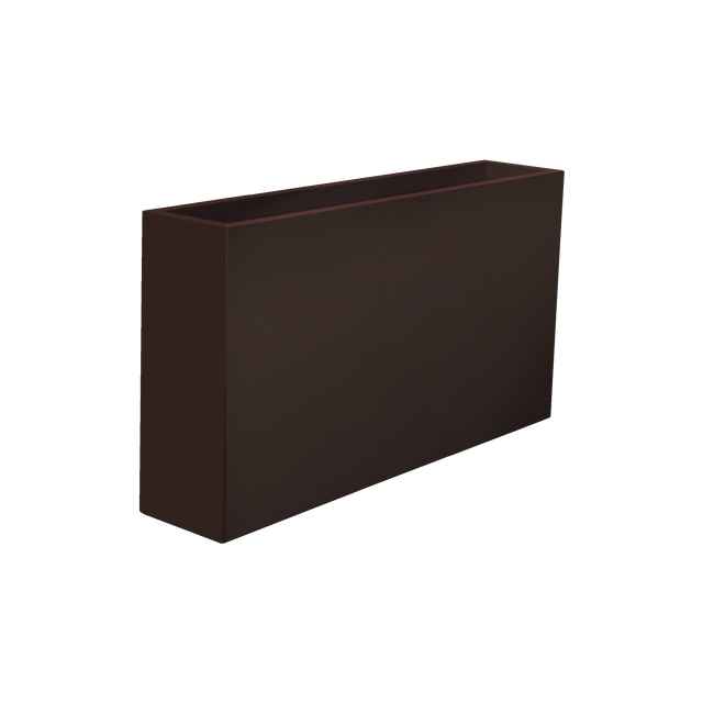 Delray rectangular fiberglass planter in Matte Dark Brown, 48 × 12 × 32 in, studio render
