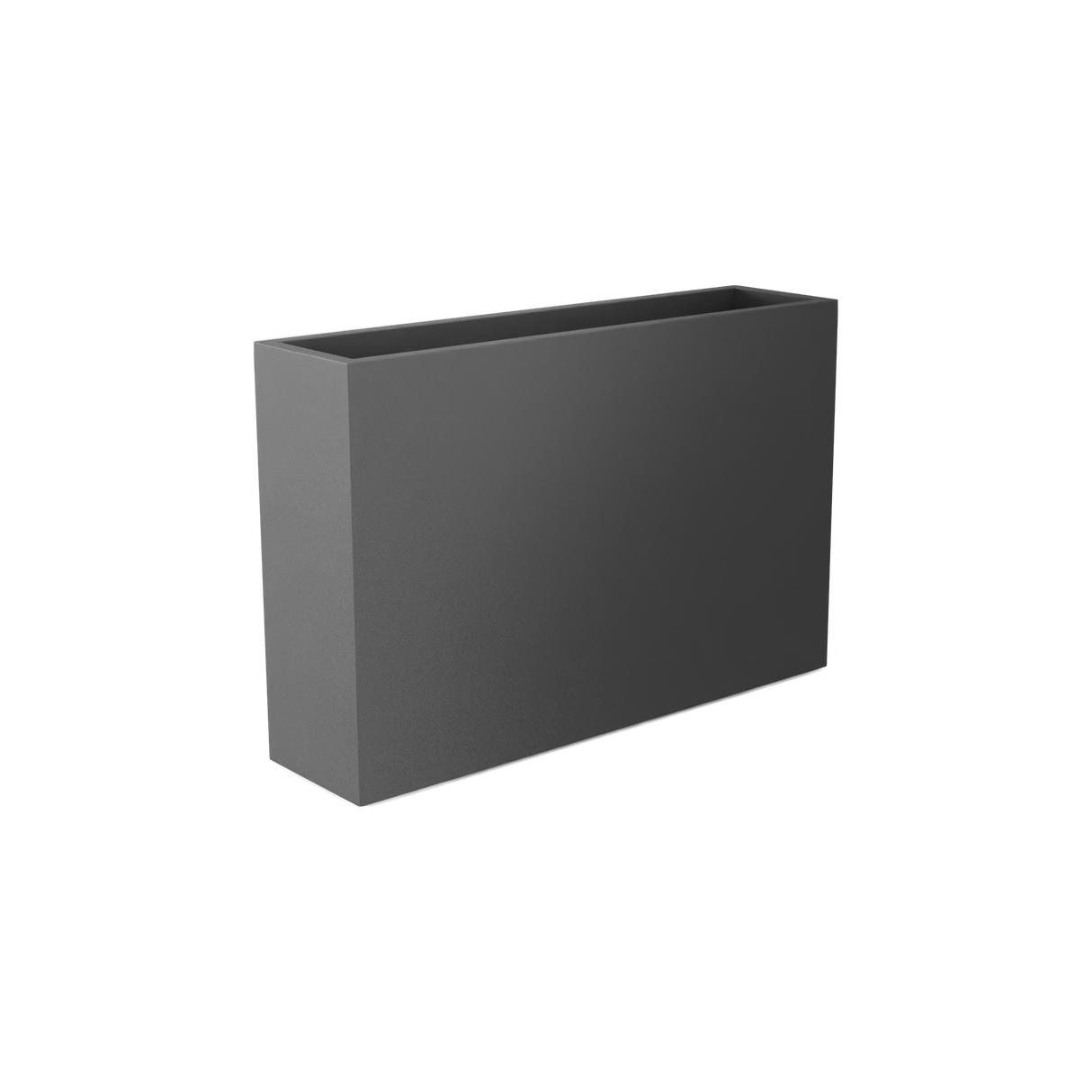 Delray rectangular fiberglass planter in Matte Gunmetal