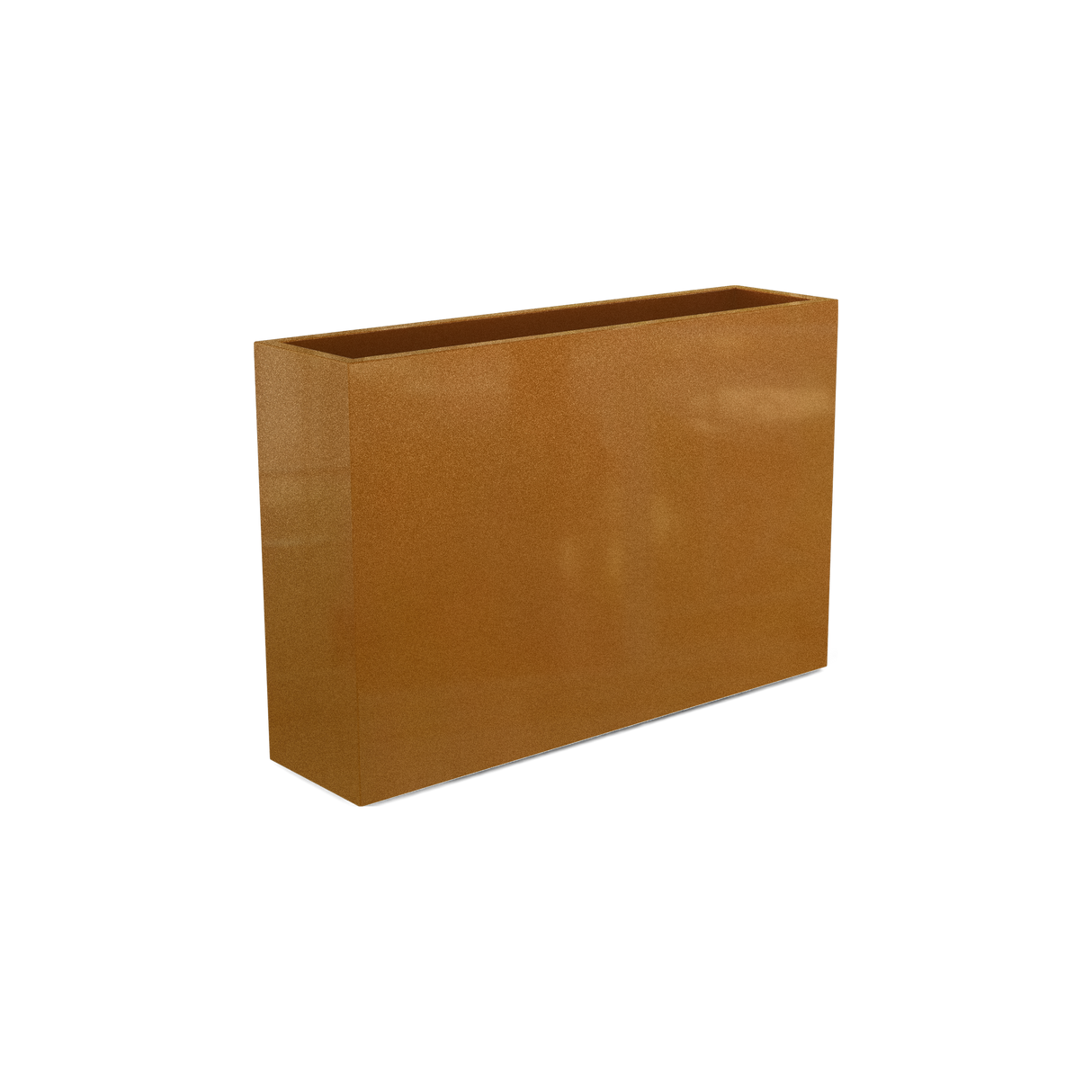 Delray rectangular fiberglass planter in Metallic Bronze