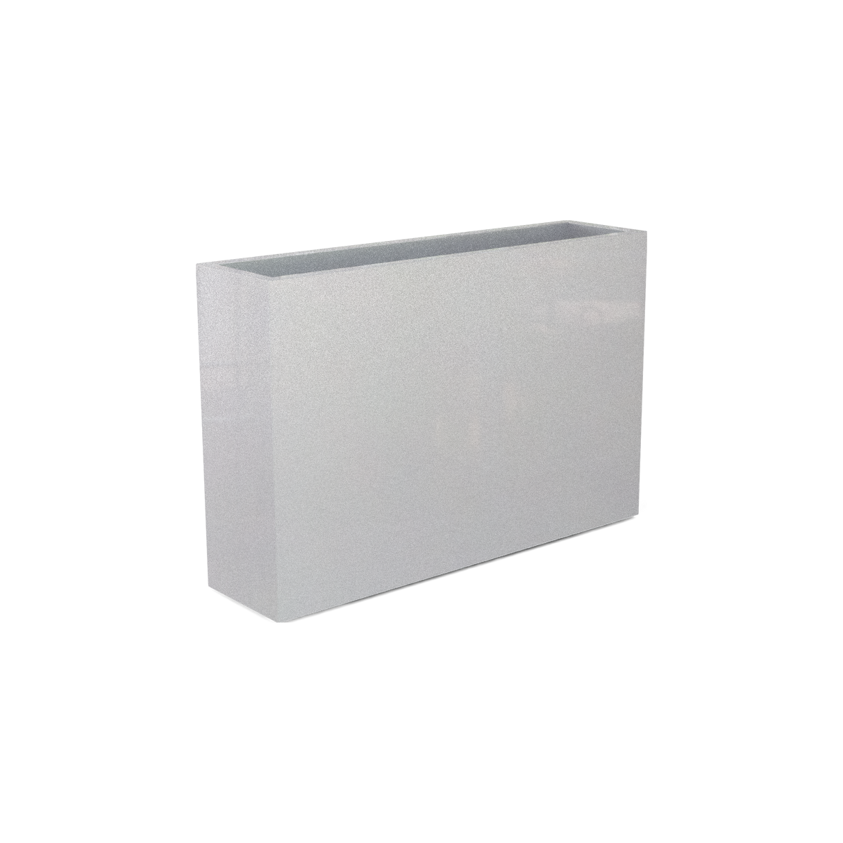 Delray rectangular fiberglass planter in Metallic Silver