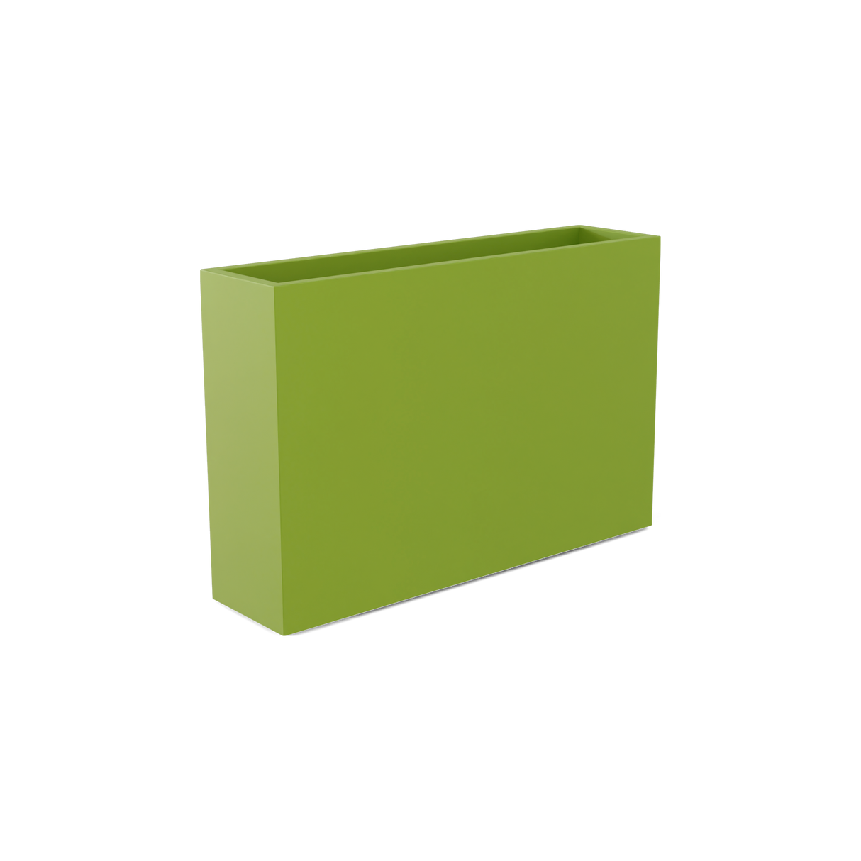 Delray rectangular fiberglass planter in Satin Green