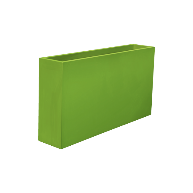 Delray rectangular fiberglass planter in Satin Green, 48 × 12 × 32 in, studio render