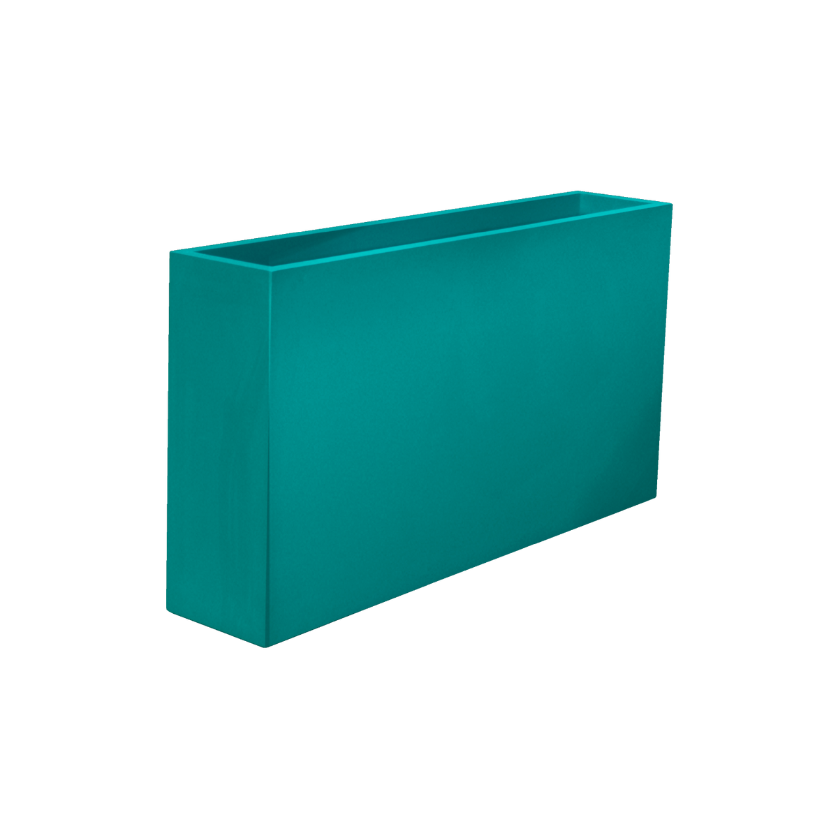 Delray rectangular fiberglass planter in Satin Seafoam Green, 48 × 12 × 32 in, studio render