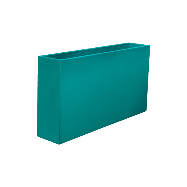Delray rectangular fiberglass planter in Satin Seafoam Green, 48 × 12 × 32 in, studio render