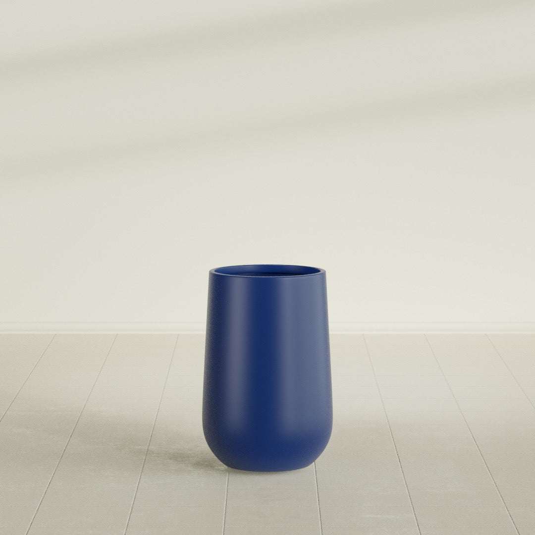Hayden Urn Planter in Matte Cobalt Blue, 12"Diam × 20"H, shown empty