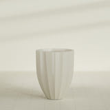 Alicante Fluted Planter in Satin Beige, 26"D × 32"H, shown empty