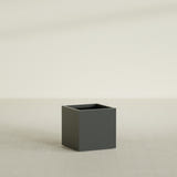 Montroy Cube Planter in Matte Charcoal, 24", shown empty