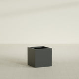 Montroy Cube Planter in Matte Charcoal, 24", shown empty