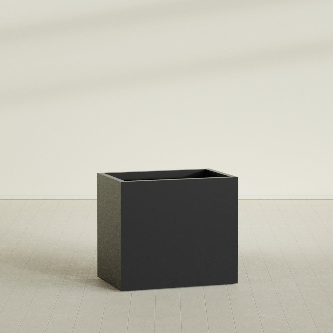 Brisbane Rectangular Planter in Matte Black, 36"L × 24"D × 32"H, shown empty