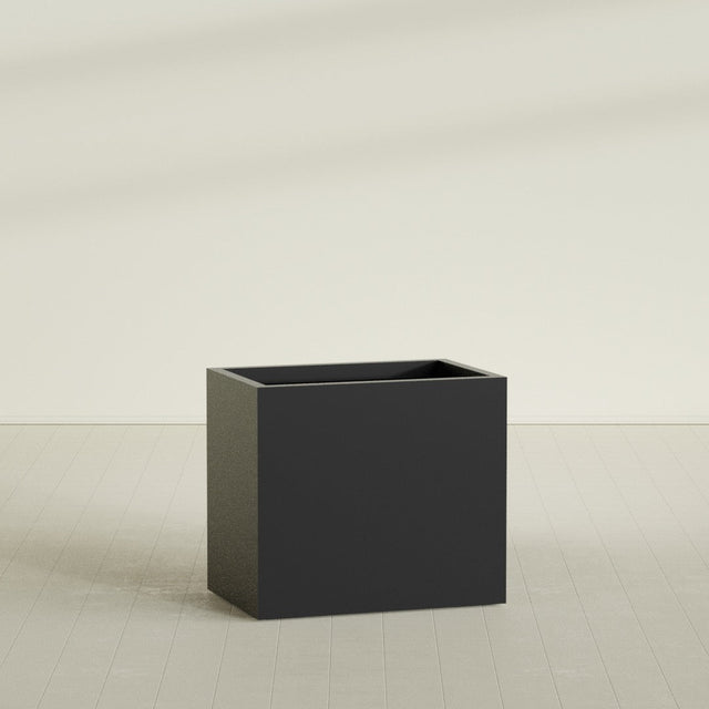 Brisbane Rectangular Planter in Matte Black, 36"L × 24"D × 32"H, shown empty