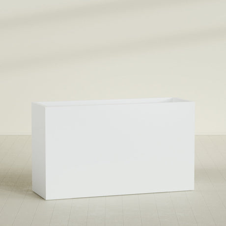 Darwin Rectangular Planter in Matte Bright White, 72"L × 24"D × 42"H, shown empty
