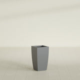 Toulan Tapered Square Planter in Matte Gunmetal, 12"W × 22"H, shown empty