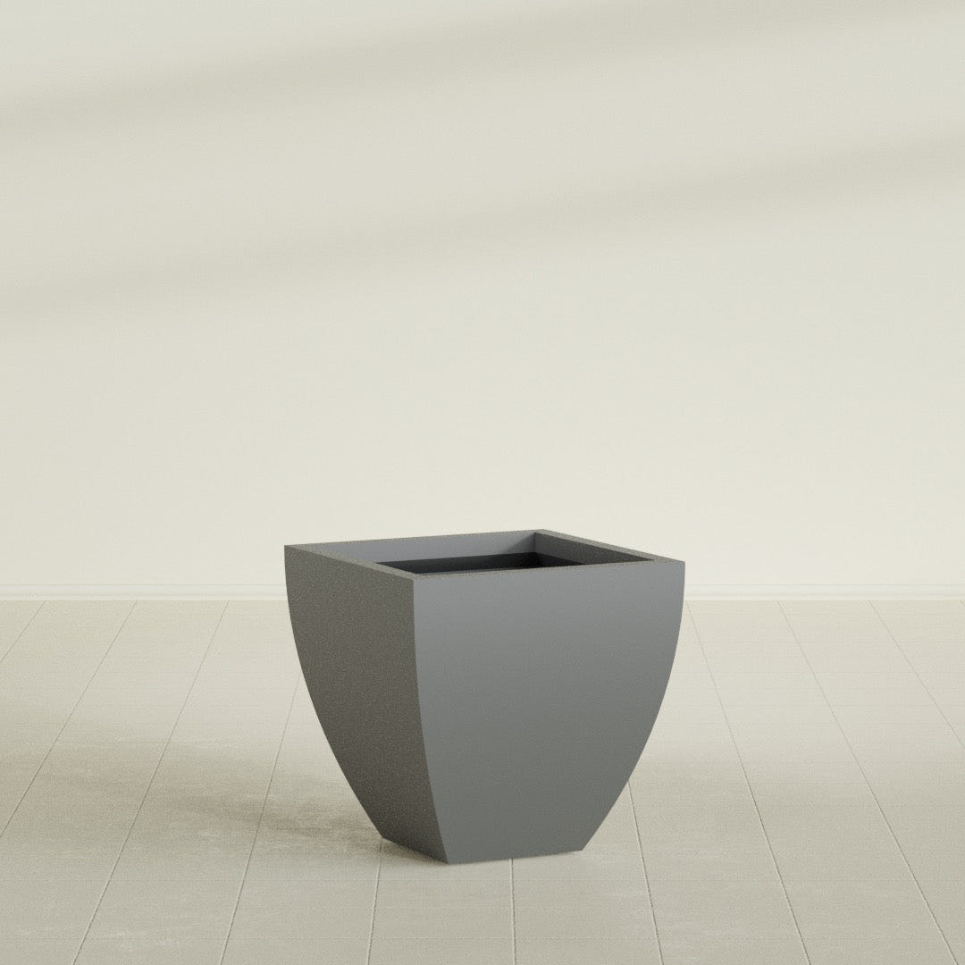 Lima Tapered Square Planter in Matte Gunmetal, 24", shown empty